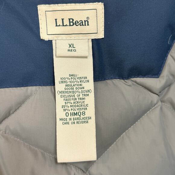 LL Bean Baxter State Parka Size XL Reg Goose Down Hooded Rugged Outdoor Blue - Picture 7 of 16